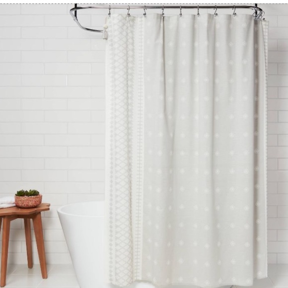 Opalhouse Bath Nwot Opalhouse Gray Printed Shower Curtain With Tassels Target Gray White